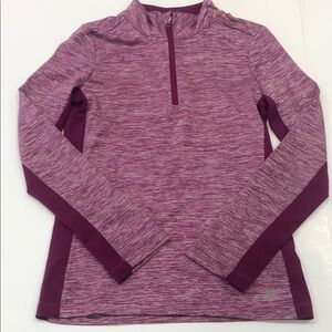 New Balance Girls’ Quarter-Zip Long Sleeve Top – Size XS/6X – Heathered Purple